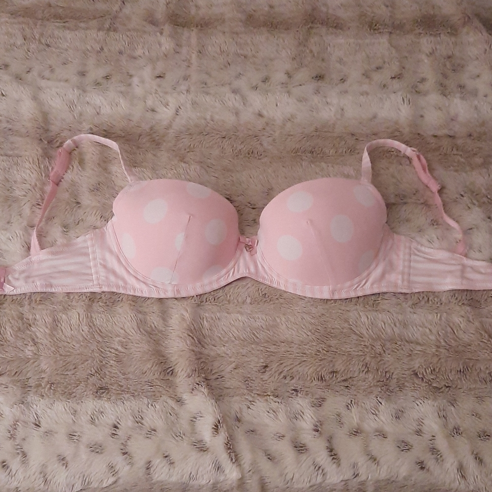 Cute Pink Polkadot Push Up Bra